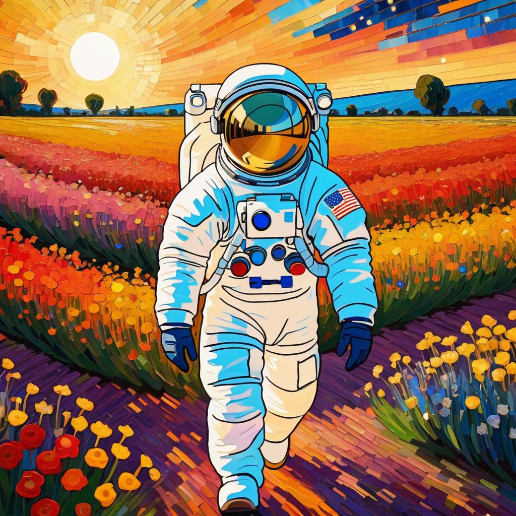 Astronaut in Van Gogh's Flower Field