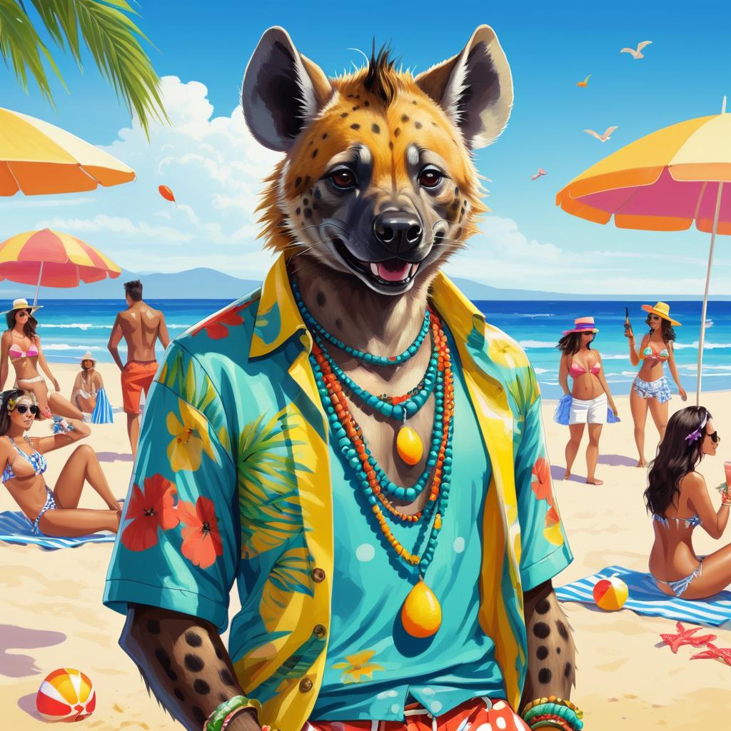 Vibrant Summer Beach Party Hyena Art