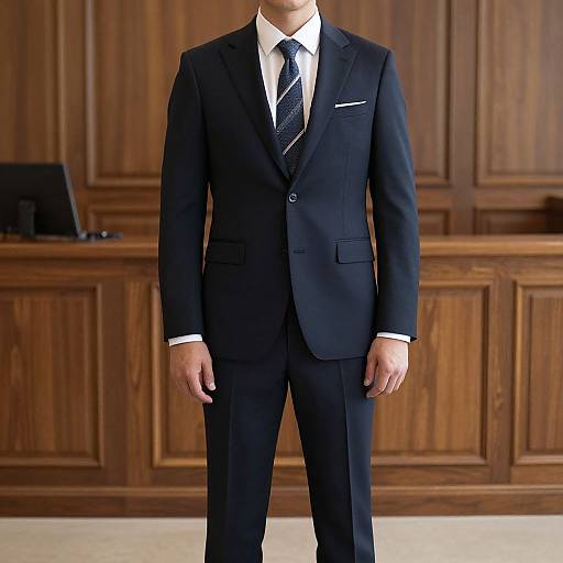 Man in Tailored Suit in Courtroom