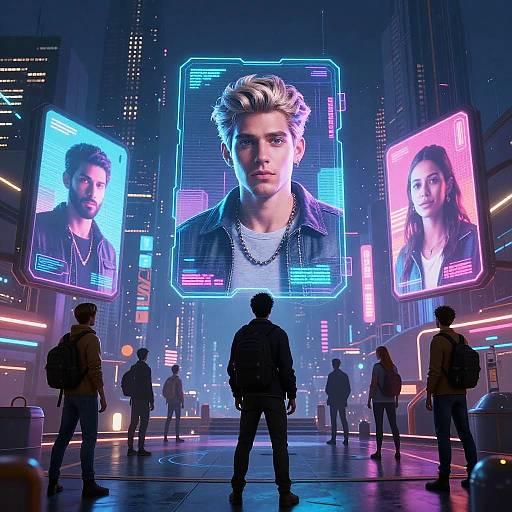 Cyberpunk City with Holographic Ads