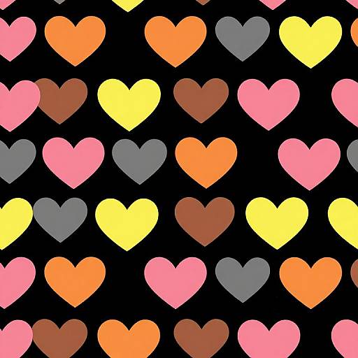 Colorful Hearts Vector Pattern