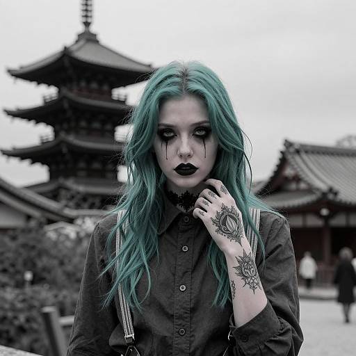Eerie Specter Portrait with Teal Hair