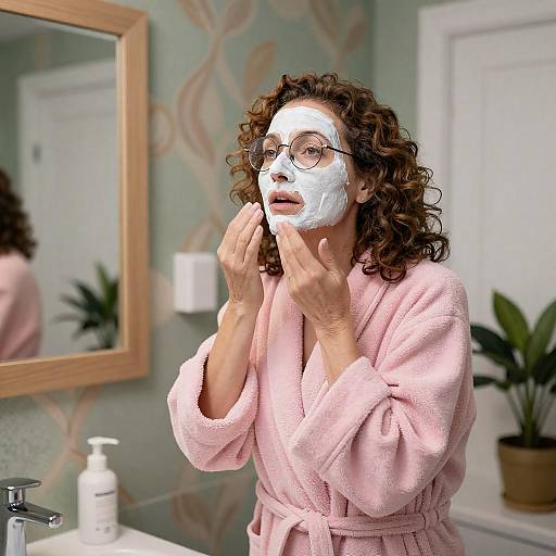 Relaxing Beauty Routine in Bright Bathroom