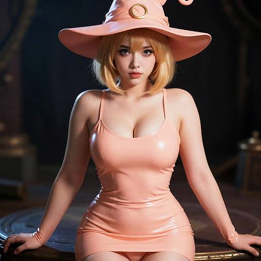 Sultry Curvy Witch in Latex