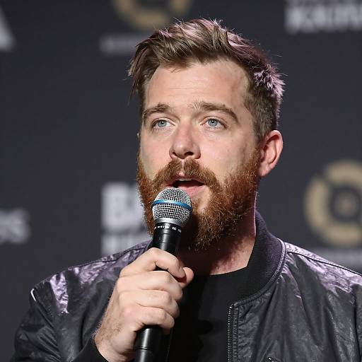 Man Speaking Into Microphone