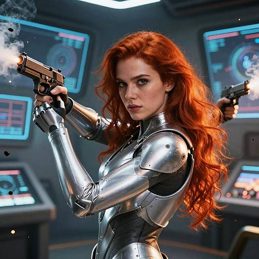 Fearless Futuristic Warrior Woman