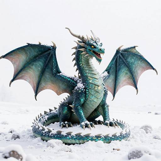 Frost-Covered Turquoise Dragon Resting