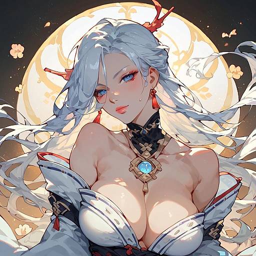 Mulan in Elegant Hanfu with Sakura