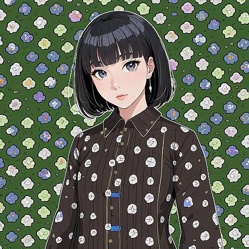 Illustration of Aoyama sumika, original in the style of Hella p