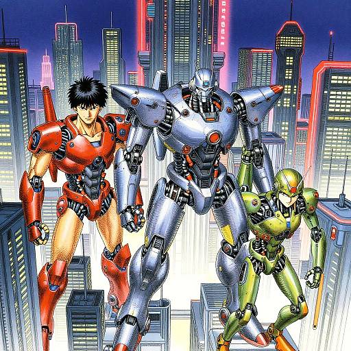 Futuristic Manga Cityscape with Robots