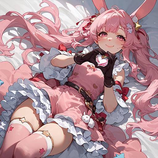 Pink Star Idol Making Heart Hands