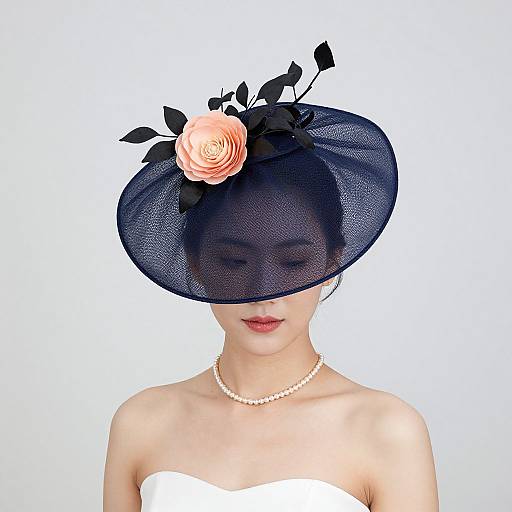 Elegant Woman in Navy Wool Fascinator