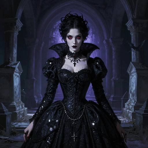 Nocturnal Gothic Baroness at Mausoleum