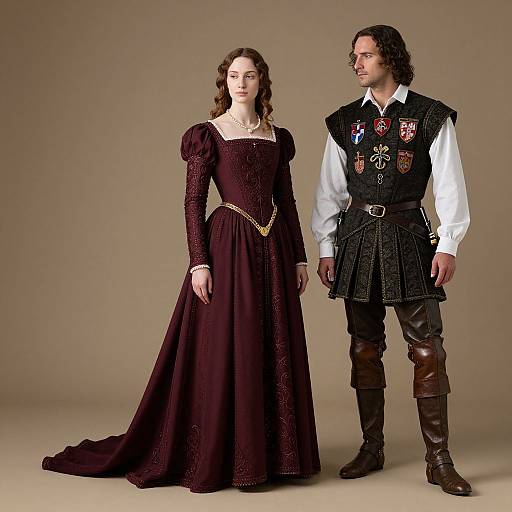 Renaissance Elegance in Embroidered Attire