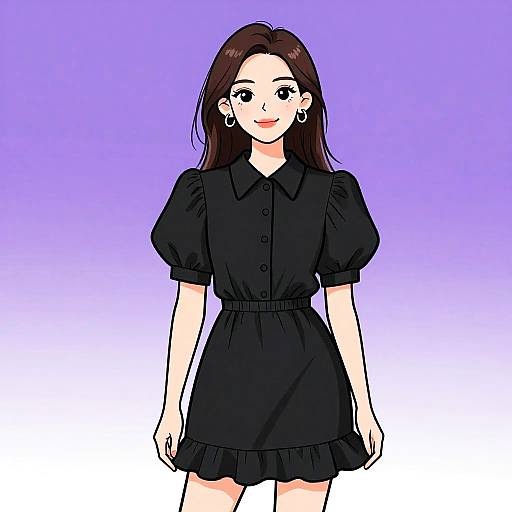 Smiling Woman in Chic Black Dress