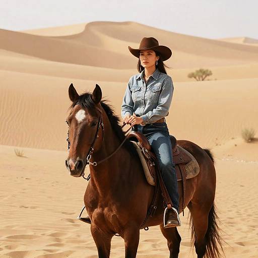 Adventurous Woman on Horse in Desert