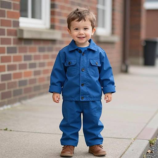 Cheerful Toddler in Work Coat Costume
