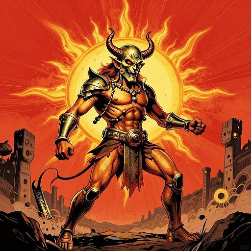 Cartoon Demon Spirit of the Sun