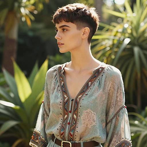 Bohemian Female Artist in Sunlit Garden