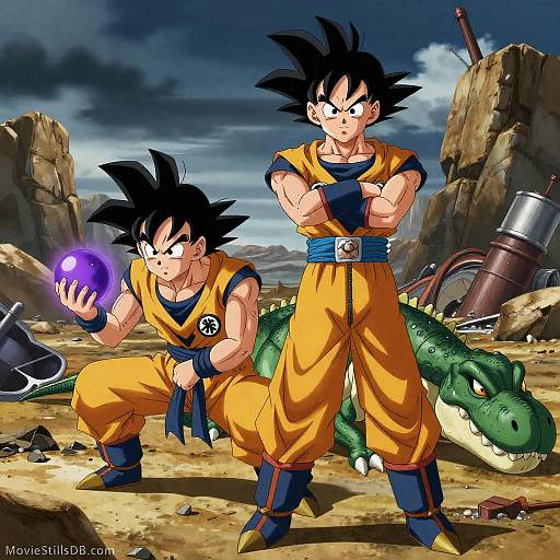 Anime Heroes in a Ruined Landscape