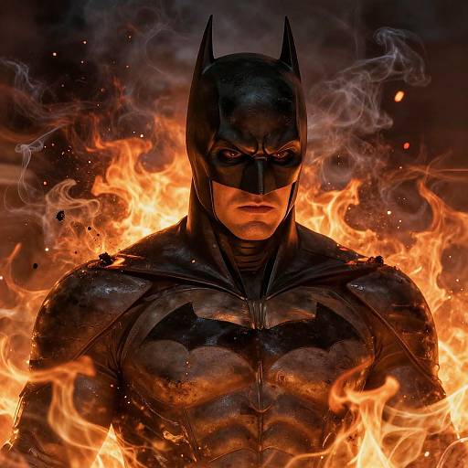 Batman Walking Through Fiery Flames