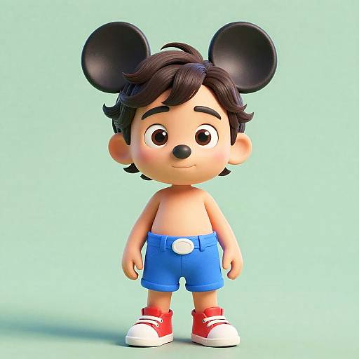 Curious Toddler in Mickey Mouse Outfit