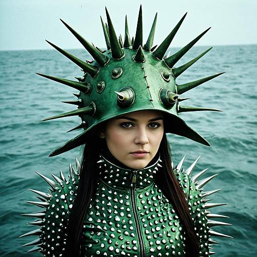 Woman in Spiked Sea Creature Costume