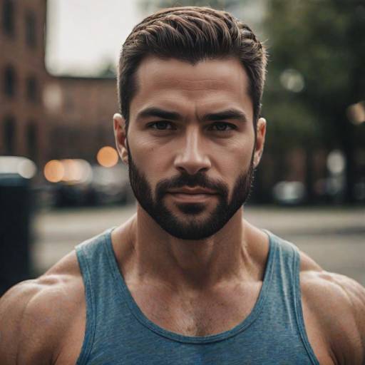 Close-Up of Muscular Man with Facial Hair