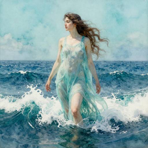 Ancient Sea Goddess in Watercolor