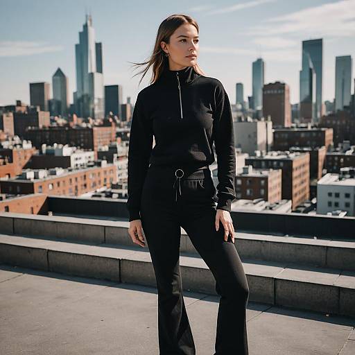 Chic Urban Athleisure on Rooftop