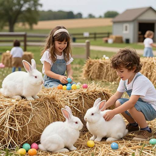 Easter Countryside Kids & Rabbits