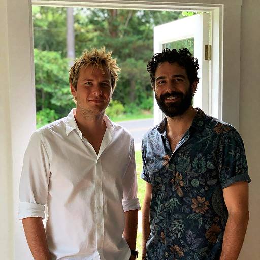 Two Men Standing in Sunlit Doorway