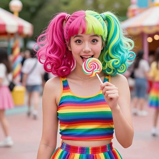 Playful Lollipop Girl in Candy Park