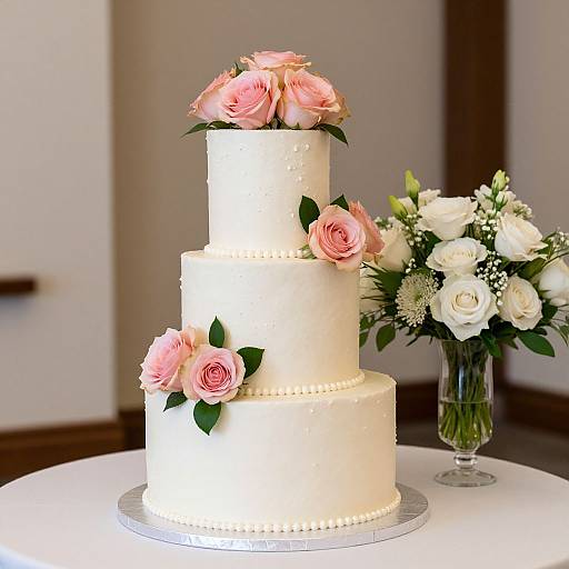 Elegant Three-Tiered Wedding Cake Decor