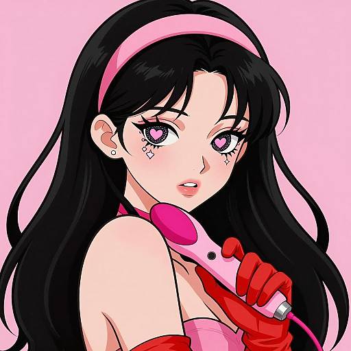 Vibrant Anime Woman with Sparkly Details