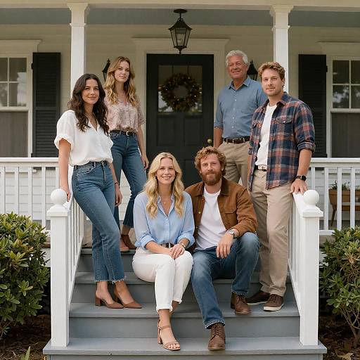 Group of Six on Porch Steps
