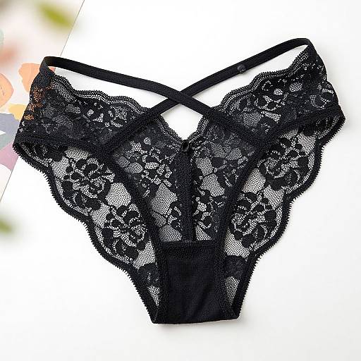 Black Lace Floral Panties Photo