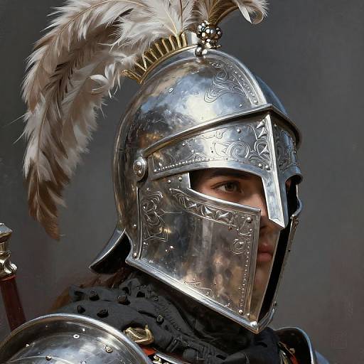 Ornate Female Knight Helmet Close-Up