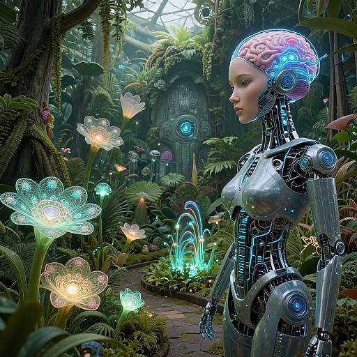 Futuristic Biomechanical Cyber Dryad Garden