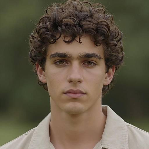 Portrait of Young Man with Curly Hair