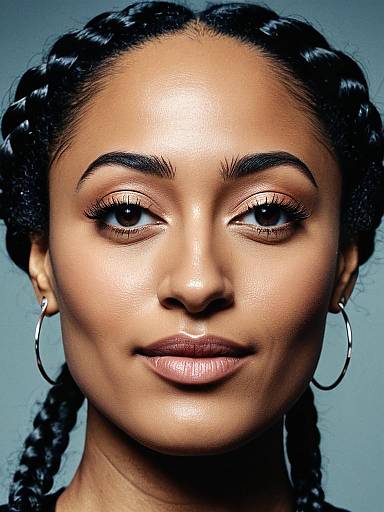 Close-up Portrait of Woman with Braided Hairstyle