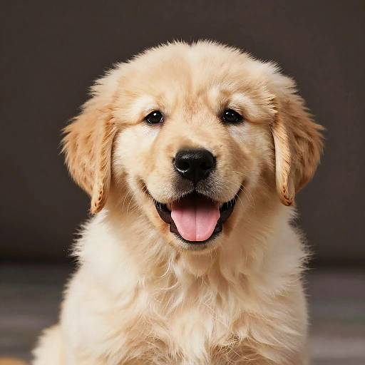 Cheerful Golden Retriever Puppy Portrait