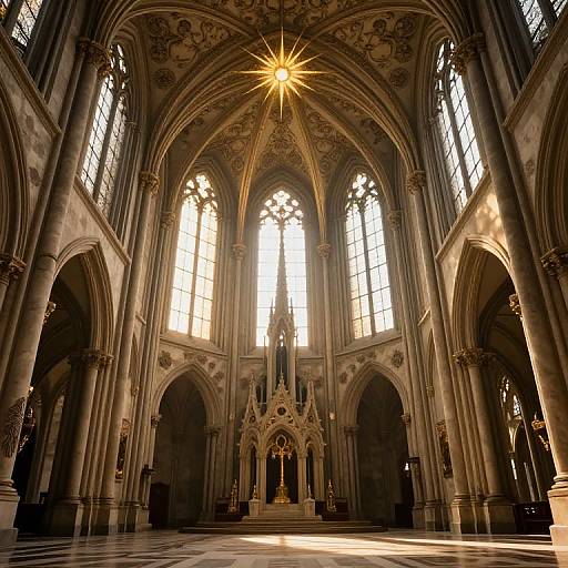 Sunlit Grand Cathedral Interior