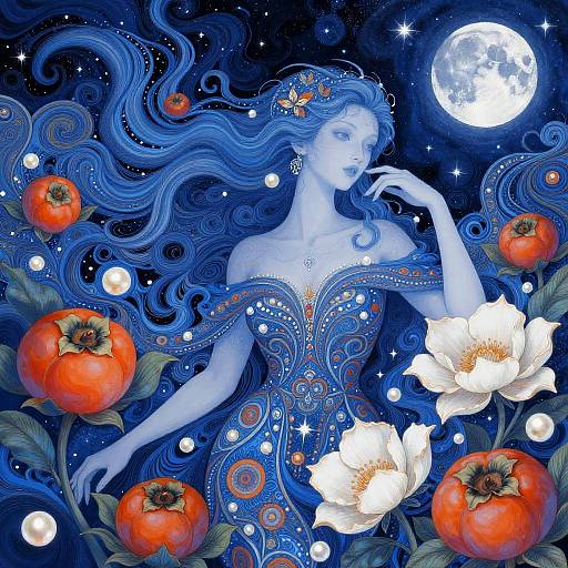 Surreal Mystical Woman in Psychedelic Garden