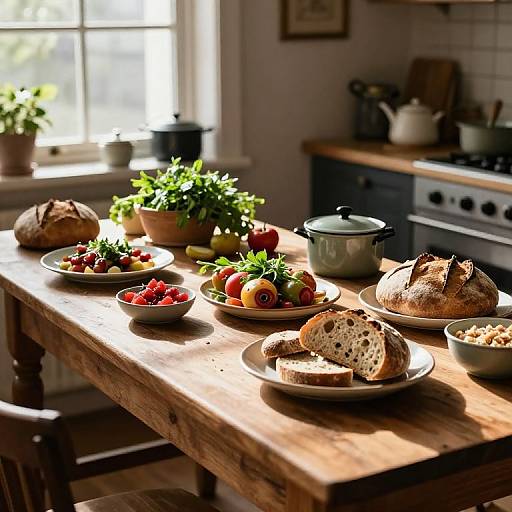 Cozy Rustic Kitchen with Homemade Feast