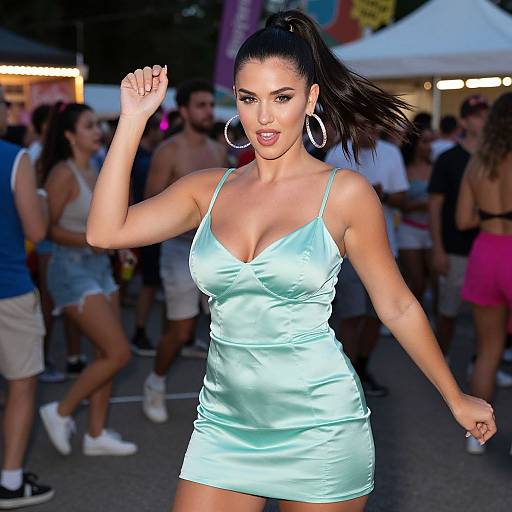 Chic Woman Dancing at Festival