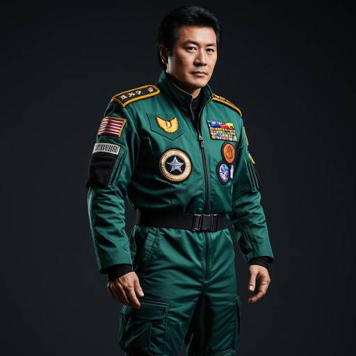 Man in Military Flight Suit with Patches