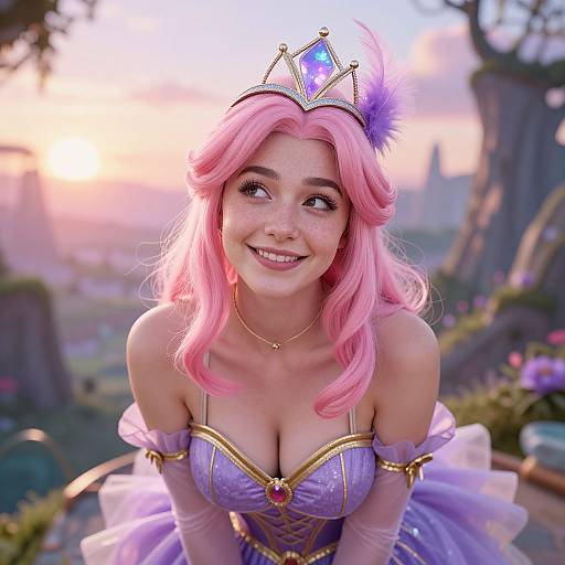 Dreamy Pink-Haired Fantasy Princess