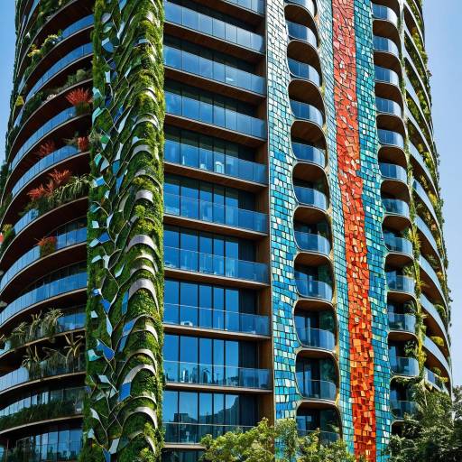 Eco-Friendly Skyscraper with Mosaic Facade and Vertical Gardens