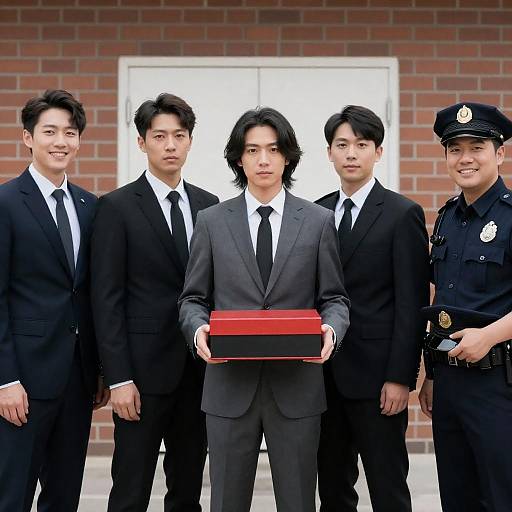 Five Men Portrait with Red Box